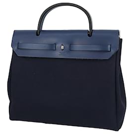Hermès-Bolso satchel Hermès Toile Herbag PM azul-Azul