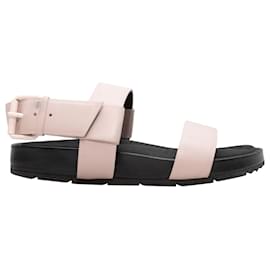 Balenciaga-Sandalias planas sin espalda Balenciaga rosa claro y negro Talla 36-Rosa