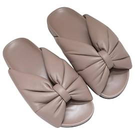 Balenciaga-Taupefarbene Balenciaga Puffy Knotted Slide Sandalen Größe 36,5-Andere