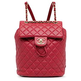 Chanel-Mochila pequeña Urban Spirit de piel de cordero Chanel roja-Roja