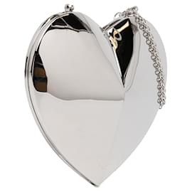 Alaïa-Silver ALAÏA Le Coeur Minaudiere Clutch on Strap Crossbody Bag-Silvery