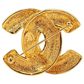 Chanel-Broche Chanel CC Dourado-Dourado