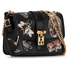 Valentino-Borsa a tracolla B-Rockstud in pelle nera con decorazioni animalier Valentino-Nero