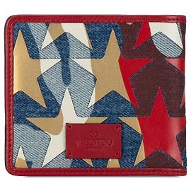 Cartera plegable de mezclilla azul Valentino Camustars Azul