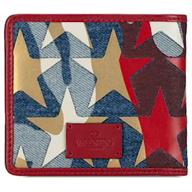 Valentino-Portafoglio bifold in denim blu Valentino Camustars-Blu