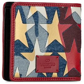 Valentino-Portafoglio bifold in denim blu Valentino Camustars-Blu