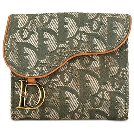 Cartera compacta Dior Oblique Saddle verde Verde