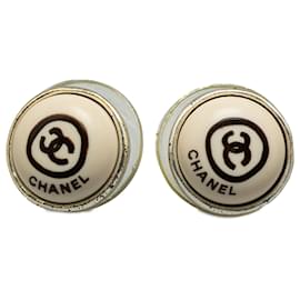 Chanel-Brincos Chanel CC Push Back em Prata-Prata