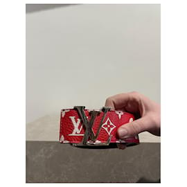 Louis Vuitton-LOUIS VUITTON Cinture T.cm 100 Pelle-Rosso