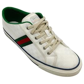 Autre Marque-Gucci White Logo Canvas Ace Tennis 1977 Men's Sneakers-White