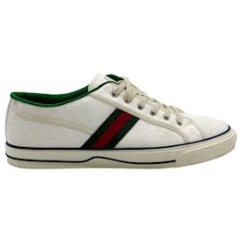 Autre Marque-Gucci White Logo Canvas Ace Tennis 1977 Men's Sneakers-White