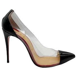 Autre Marque-Christian Louboutin Escarpins en cuir verni noir et PVC-Noir