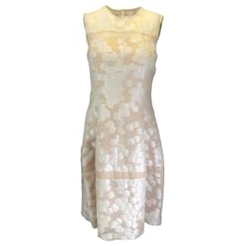 Autre Marque-Lela Rose Robe en satin sans manches en jacquard floral beige/blanc avec détails transparents-Beige
