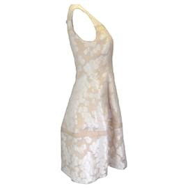 Autre Marque-Lela Rose Robe en satin sans manches en jacquard floral beige/blanc avec détails transparents-Beige