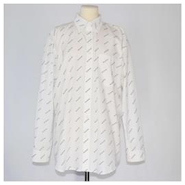 Balenciaga-Camisa estampada com logotipo branco Balenciaga-Branco