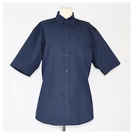 Balenciaga-Camicia Balenciaga a maniche corte blu navy-Blu