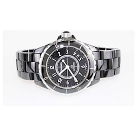 Chanel-Reloj para hombre Chanel de cerámica negra y acero inoxidable J12 H0684, 38 mm-Negro