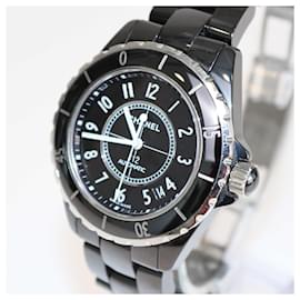 Chanel-Relógio masculino Chanel em cerâmica preta em aço inoxidável J12 H0684 38 mm-Preto