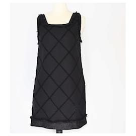 Chanel-Chanel Minivestido preto sem mangas com decote quadrado-Preto