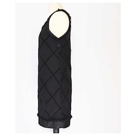Chanel-Mini abito Chanel nero senza maniche con scollo quadrato-Nero
