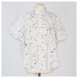 Christian Dior-Christian Dior White Constellation Printed Cape Shirt-White