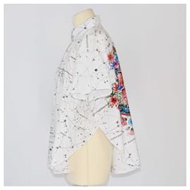 Christian Dior-Christian Dior White Constellation Printed Cape Shirt-White