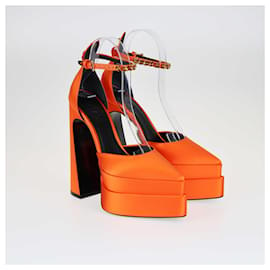 Versace-Versace Orange Aevitas Pointy Platform Pumps-Orange