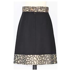 Dolce & Gabbana-Dolce & Gabbana Black/Gold Brocade Paneled Faille Skirt-Black
