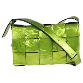 Bottega Veneta-Bottega Veneta Bolsa Cassete Intreccio Classic Verde Metálico-Verde