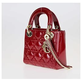 Christian Dior-Dior Red Cannage Mini Lady Dior Tote-Red