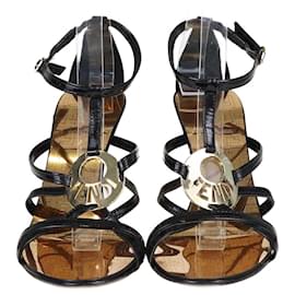 Fendi-Fendi Black Strappy Ankle Strap Sandals-Black