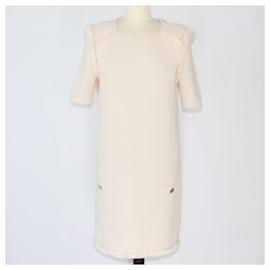 Elisabetta Franchi-Elisabetta Franchi Mini-robe carrée en maille blanc cassé-Blanc