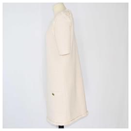 Elisabetta Franchi-Elisabetta Franchi Minivestido quadradão de malha esbranquiçado-Branco