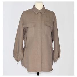 Hermès-Hemes Brown Drawstring Shirt-Brown