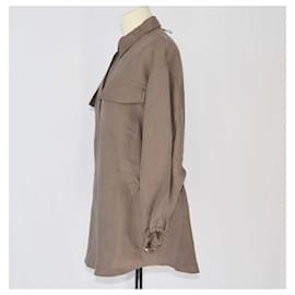 Hermès-Hemes Brown Drawstring Shirt-Brown