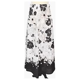 Zimmermann-Zimmermann White/Black Printed Floral Pop Bias Midi Skirt-Black