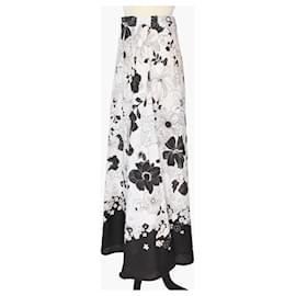 Zimmermann-Saia midi Zimmermann branca/preta com estampa floral pop viés-Preto