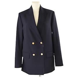 Valentino-Valentino Dark/Blue Printed Inner Double Breasted Blazer-Blue