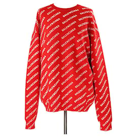 Balenciaga-Balenciaga Sweat-shirt monogramme à logo rouge-Rouge