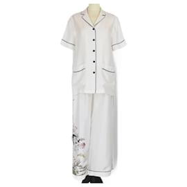 Christian Dior-Christian Dior White Chez Moi Short Sleeved Shirt & Pants Set-White