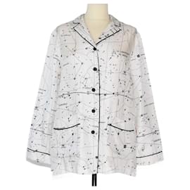 Christian Dior-Christian Dior White Constellation Printed Twill Pajama Top-White