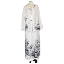 Christian Dior-Conjunto de camisa e calça com estampa de árvore branca/preta Christian Dior-Preto