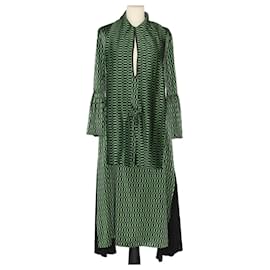 Fendi-Grün/schwarzes Kleid mit geometrischem Muster von Fendi-Schwarz