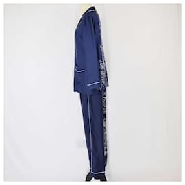 Christian Dior-Christian Dior Chemise à manches longues et pantalon imprimés bleus-Bleu