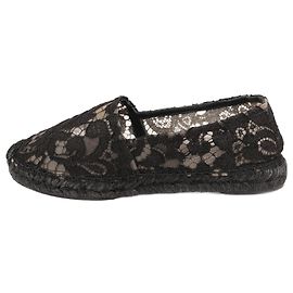 Dolce & Gabbana Black Lace Espadrilles Size 38 Black