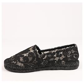 Dolce & Gabbana-Dolce & Gabbana Schwarze Espadrilles aus Spitze, Größe 38-Schwarz