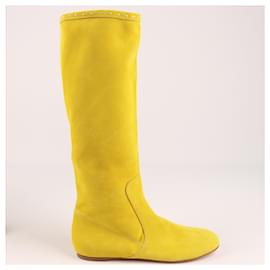 Giuseppe Zanotti-Giuseppe Zanotti Botas rasas amarelas de camurça em tamanho 37 UE-Amarelo