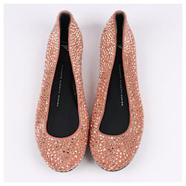 Giuseppe Zanotti-Giuseppe Zanotti Powder Crystal Embellished Ballet Flats in Size 37 EU-Pink