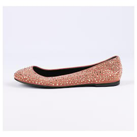 Giuseppe Zanotti-Giuseppe Zanotti Powder Crystal Embellished Ballet Flats in Size 37 EU-Pink