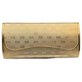 Gucci-Bolso de mano de noche con monograma GG de metal dorado raro vintage-Dorado